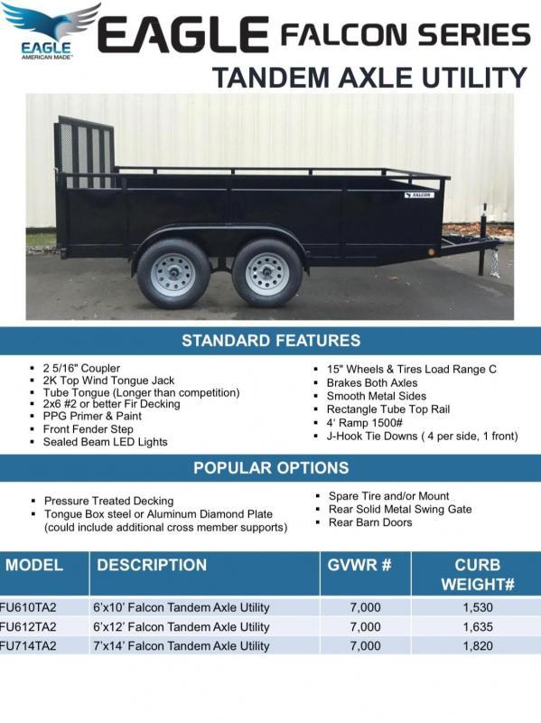 2021 Eagle Trailer 7' x 12' Falcon Utility Utility Trailer 2021 Eagle Trailer 7' x 12' Falcon Utility Utility Trailer