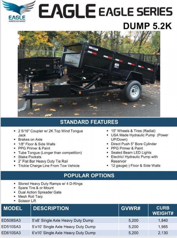2023 Eagle Trailer 5' x 10' Eagle Series Dump 5.2K Dump Trailer