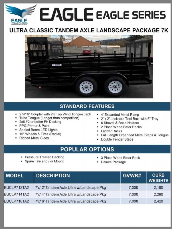2020 Eagle Trailer 7' x 14' Eagle Landscape Package Utility Trailer 2020 Eagle Trailer 7' x 14' Eagle Landscape Package Utility Trailer