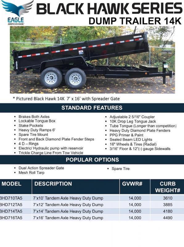 2020 Eagle Trailer 7' x 14' Black Hawk Dump Dump Trailer 2020 Eagle Trailer 7' x 14' Black Hawk Dump Dump Trailer
