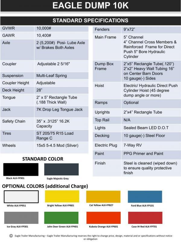 new Dump Trailers Eagle Trailer  for sale, in Tacoma, WA Thumbnail 2