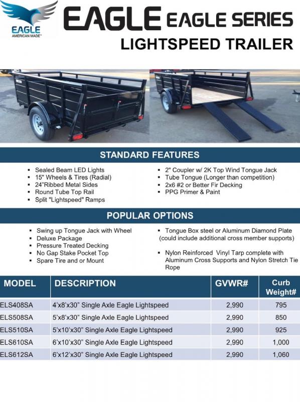 2022 Eagle Trailer 5' x 10' Ultra Lightspeed Utility Utility Trailer 2022 Eagle Trailer 5' x 10' Ultra Lightspeed Utility Utility Trailer