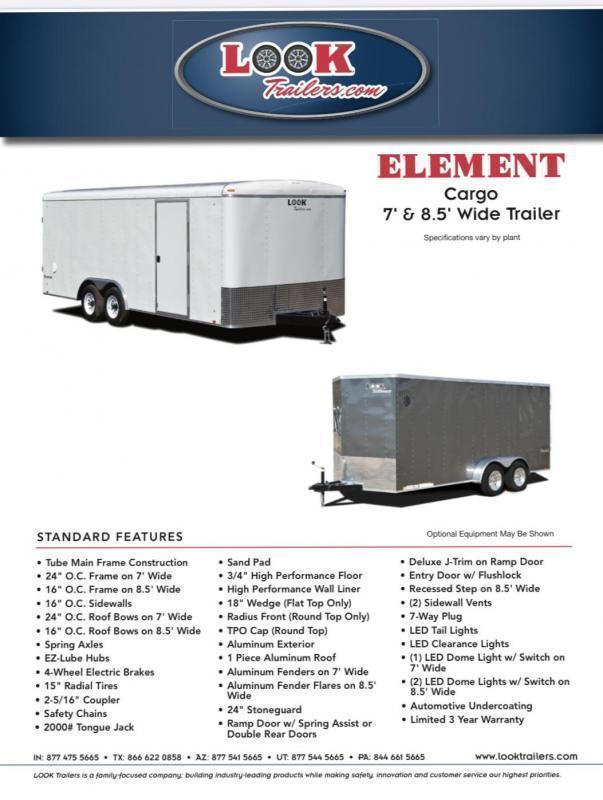 2021 Look Trailers 7' X 12' ELEMENT Enclosed Cargo Trailer 2021 Look Trailers 7' X 12' ELEMENT Enclosed Cargo Trailer