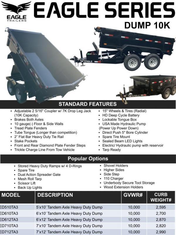 Eagle Trailer 5' x 10' Eagle Series Dump 5.2K Dump Trailer Freeway