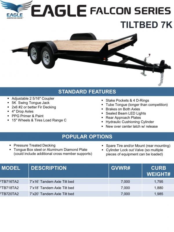 2021 Eagle Trailer 7' X 18' Falcon Tiltbed Flatbed Trailer 2021 Eagle Trailer 7' X 18' Falcon Tiltbed Flatbed Trailer