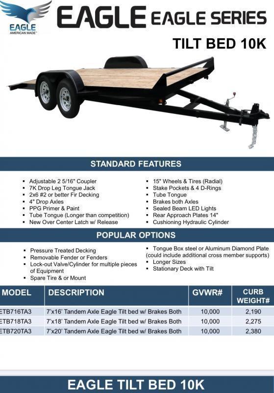 2021 Eagle Trailer 7' X 20' Eagle Tilt Bed Flatbed Trailer 2021 Eagle Trailer 7' X 20' Eagle Tilt Bed Flatbed Trailer