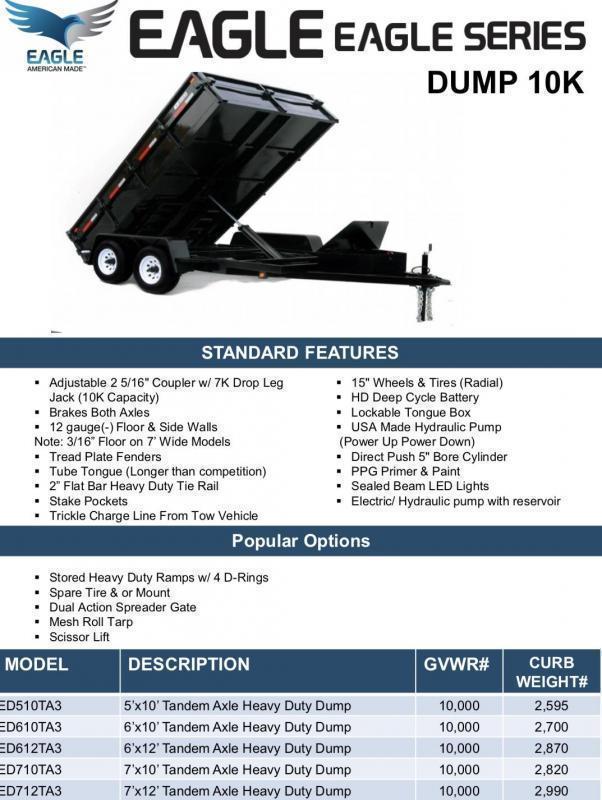 2021 Eagle Trailer 7' x 10' Eagle Dump Dump Trailer 2021 Eagle Trailer 7' x 10' Eagle Dump Dump Trailer