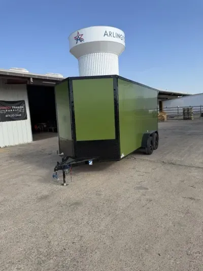 2027 Sawyer Brand New Army Green / Blackout 7x16x7 Cargo / Enclosed Trailer
