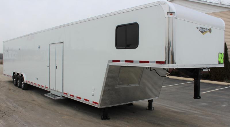 <b>IN PRODUCTION FULL BATHROOM</b> 2021 48' Millennium Platinum Gooseneck Black Cabinets Just Add Mattress! <b>IN PRODUCTION FULL BATHROOM</b> 2021 48' Millennium Platinum Gooseneck Black Cabinets Just Add Mattress!