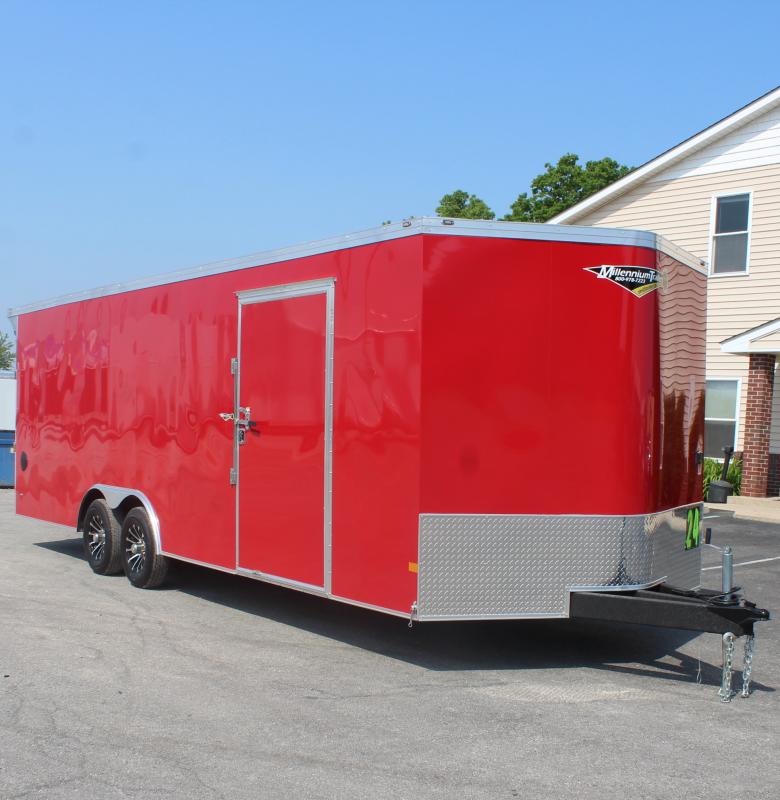 Enclosed Car Hauler 2023 24' Finished Interior & Rear Wing Millennium Trailers