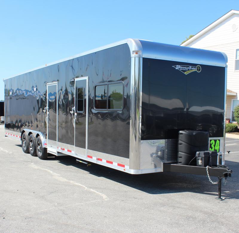 <b>CALL FOR PRICE DROP DEAL</b> 2022 34' Black Millennium Silver Bumper Pull Trailer w/12' Living Quarters and 21' 6" Garage Area <b>CALL FOR PRICE DROP DEAL</b> 2022 34' Black Millennium Silver Bumper Pull Trailer w/12' Living Quarters and 21' 6" Garage Area