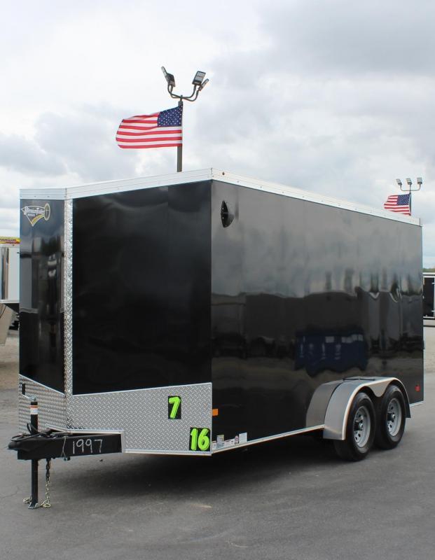<b> 2/5200# AXLES</b> 2021 7' x 16' V-Nose Millennium Transport Trailer w/Ramp Door 6" Extra High <b> 2/5200# AXLES</b> 2021 7' x 16' V-Nose Millennium Transport Trailer w/Ramp Door 6" Extra High