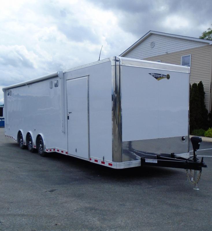 Enclosed Race Car Hauler 2023 32' 3/6k Spread Axles Rear Wing Sony