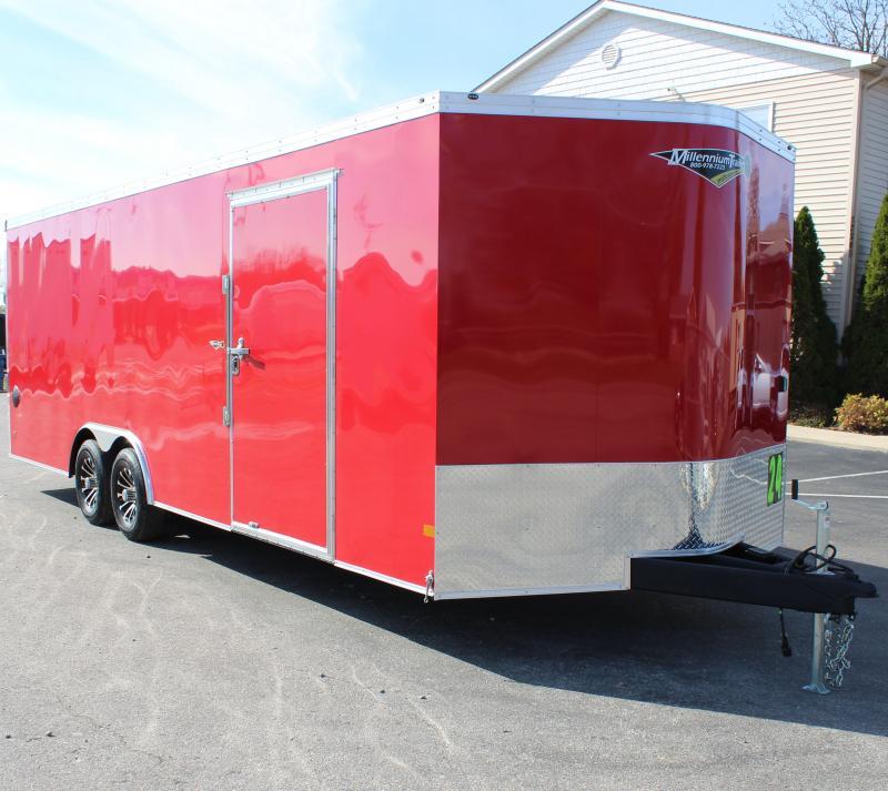 Enclosed Car Hauler 2023 24' w/Wide Ramp Door & Rear Wing
