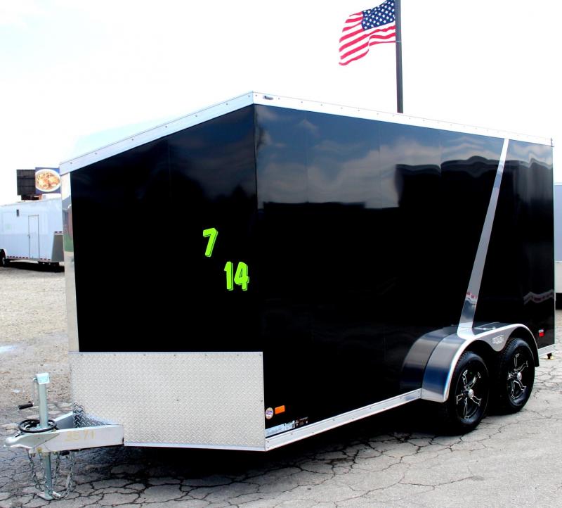 ALL ALUMINUM 7'x14' Scout Black w/Motorcycle Pkg. 6 Extra High Liger Alum Wheels PLUS Free Upgrades ALL ALUMINUM 7'x14' Scout Black w/Motorcycle Pkg. 6 Extra High Liger Alum Wheels PLUS Free Upgrades
