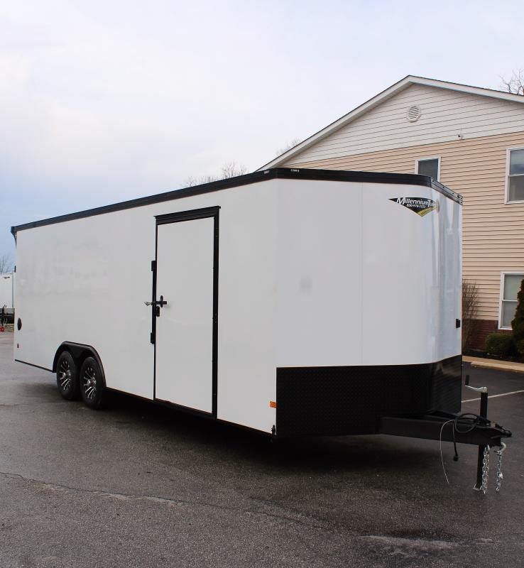 Enclosed Car Hauler 2024 24'White Heat w/Black Out Pkg. 5084 Millennium Trailers Custom