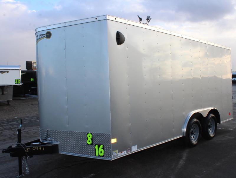 8.5' x 16' V-Nose Passport Medium Duty Ramp Door 4-D-rings Installed in ...