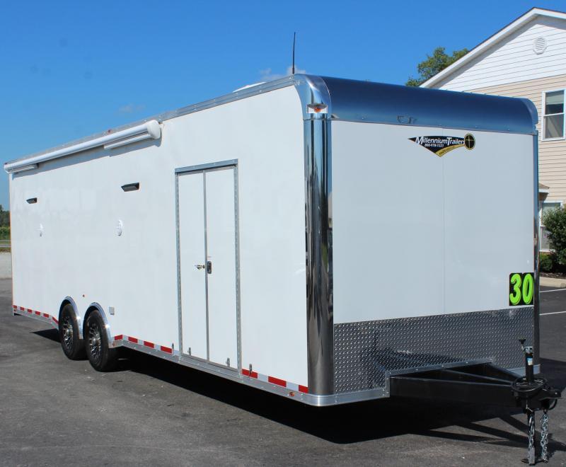 <b>JUST ARRIVED</b> 2021 30' Millennium Platinum Car Trailer w/Electric Awning <b>JUST ARRIVED</b> 2021 30' Millennium Platinum Car Trailer w/Electric Awning