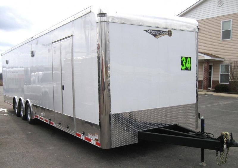 34' Millennium Enclosed Car Trailer Triaxle Spread Axle with Large