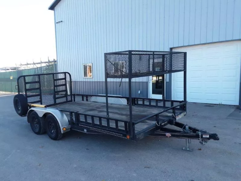 USED 2021 PJ 83" x 16' Tandem Axle Utility Trailer with Dovetail and Ramp
