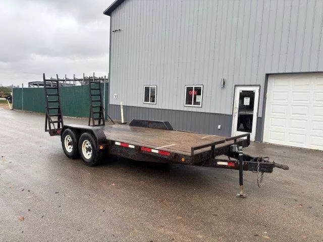 USED 2005 PJ Trailer 83" x 18' Equipment Trailer with Knee Ramps (9,990 GVWR)