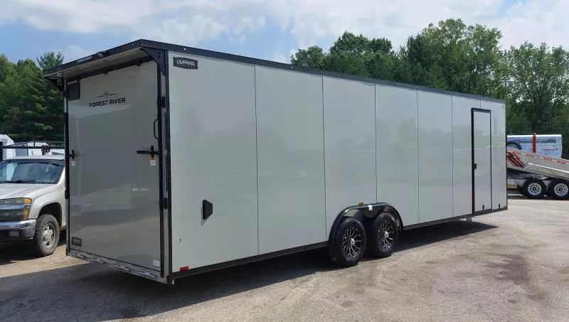 8 X 28 CAR HAULER ENCLOSED 5200# AXLES ALL ALUMINUM LIGHTNING