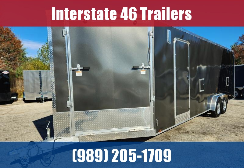 29' + V NOSE ENCLOSED SNOWMOBILE TRAILER LIGHTNING ALL ALUMINUM