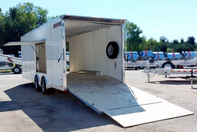 8 X 24 + 48" V NOSE RANCE ALUMINUM CAR HAULER ENCLOSED POLYCOR EXTERIOR