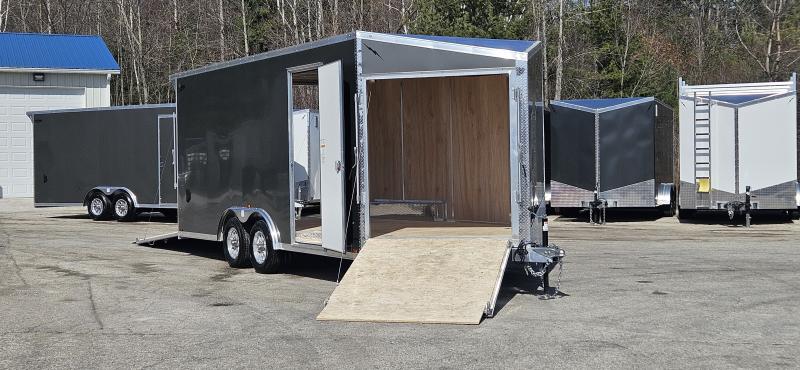 8 X 18 CAR HAULER/SIDE BY SIDE/SNOWMOBILE ALL ALUMINUM POLYCOR EXTERIOR 2025 LIGHTNING