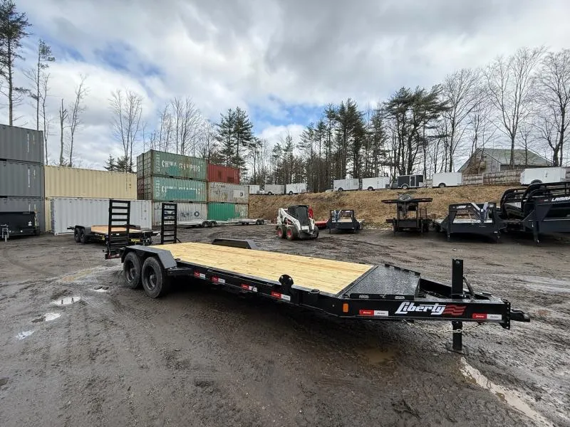 2025 Liberty 7X22 17.5K Equipment Trailer W/ 3FT DOVE TAIL + STAND UP RAMPS 
