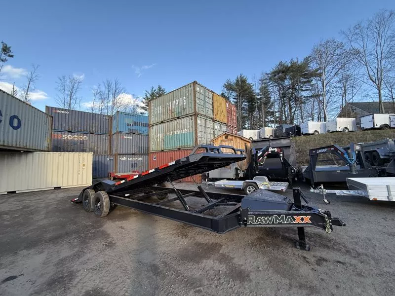 2026 RawMaxx 102x24 14k POWER TILT  Equipment Trailer W/ DRIVE OVER FENDERS 