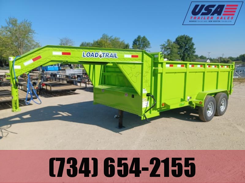 83" X 14' LOAD TRAIL 14K TANDEM AXLE GOOSENECK W/36" SIDES DUMP 83" X 14' LOAD TRAIL 14K TANDEM AXLE GOOSENECK W/36" SIDES DUMP