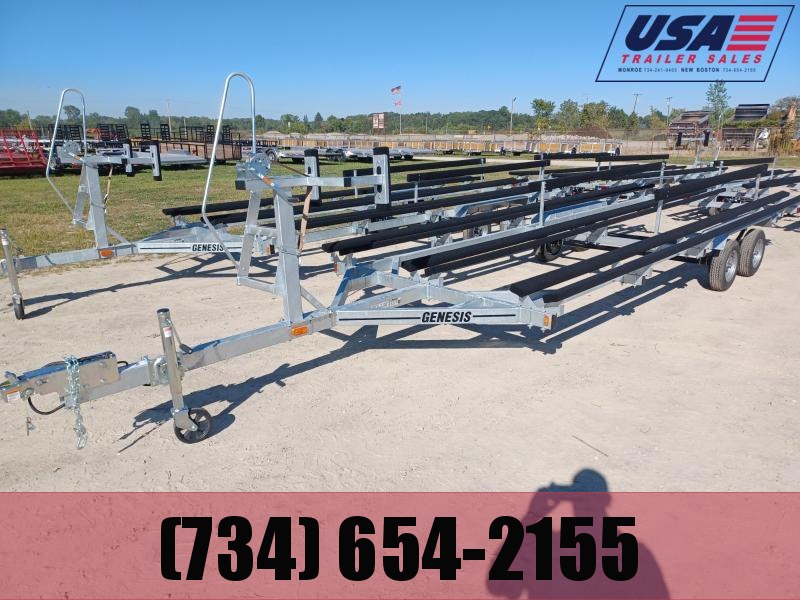 2022 Genesis 20' Tandeam Axle Crank up Pontoon Boat Trailer USA Trailers Michigan's Leading