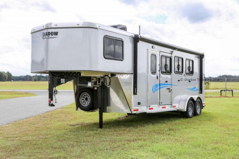 2019 Shadow Plus Pack II 3 Horse Trailer Slant Load with 5.6' Living Quarters 2019 Shadow Plus Pack II 3 Horse Trailer Slant Load with 5.6' Living Quarters