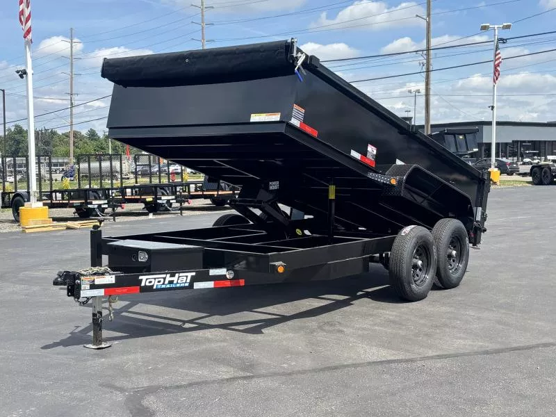 2026 Top Hat Trailers 7x14 DP 140 / ECONOMY / 10 GUAGE METAL  Dump Trailer