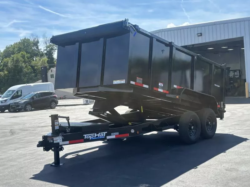 2025 Top Hat Trailers 7x14 DP 140 / 4 FT SIDES/ 7 GUAGE METAL  Dump Trailer