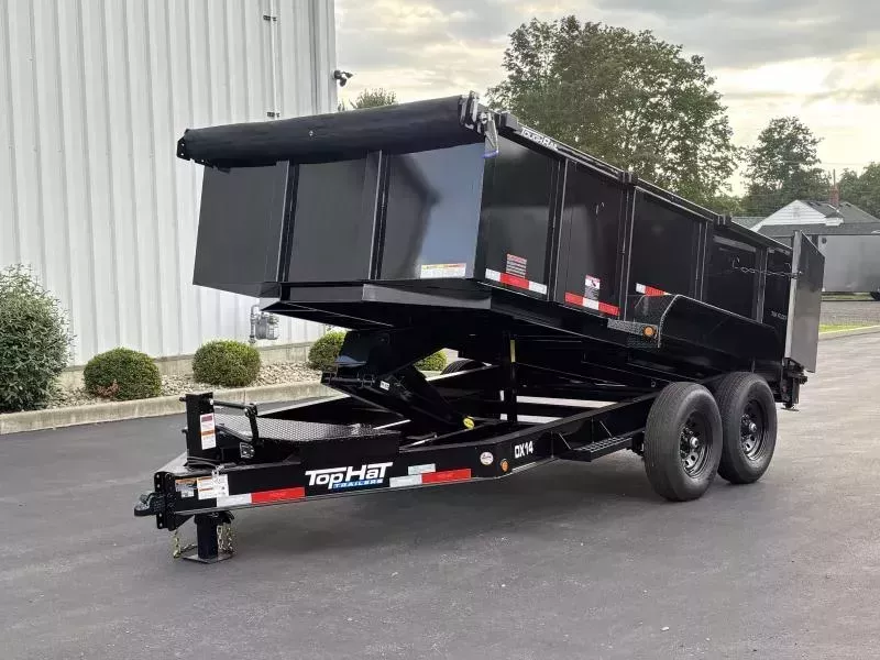 2026 Top Hat Trailers 7x14 DX 14 / 3 FT SIDES/ 7 GUAGE METAL  Dump Trailer