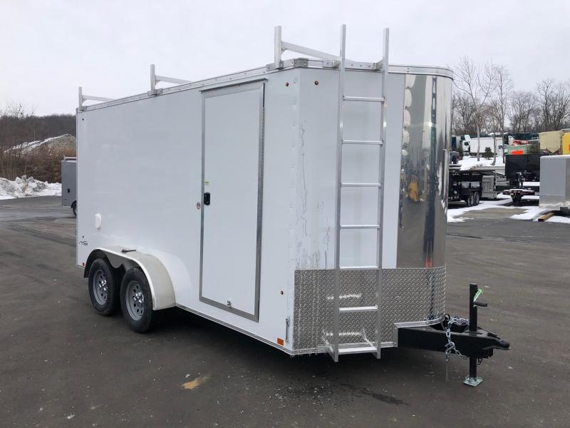 LOOK 2019 7' x 14' WHITE TANDEM AXLE SCREWLESS V-NOSE ENCLOSED TRAILER ...
