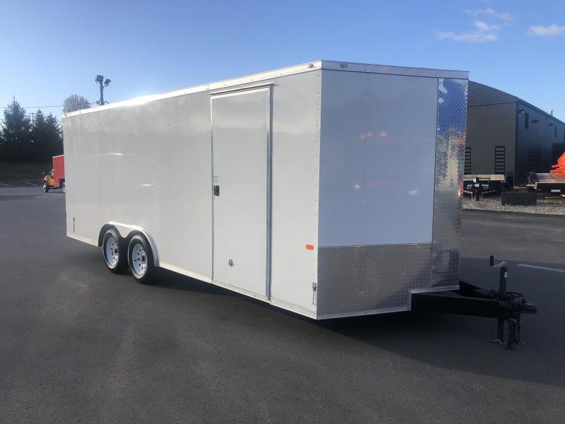 ROCK SOLID 2020 8.5' x 20' TANDEM AXLE WHITE SEMI-SCREWLESS V-NOSE ENCLOSED/ CARGO TRAILER ROCK SOLID 2020 8.5' x 20' TANDEM AXLE WHITE SEMI-SCREWLESS V-NOSE ENCLOSED/ CARGO TRAILER