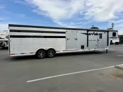 2027 Bison Trailers TH809B15X LQ Stock Trailer w/ Midtack and Bunkbeds