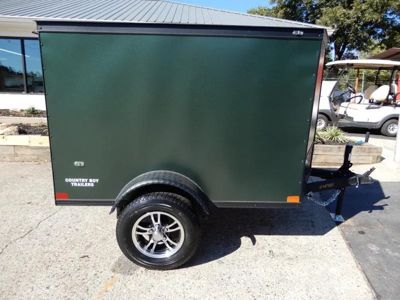2026 Covered Wagon 4x6 Cargo, Dark Green, Rear Swing Door, 2000 LB GVWR