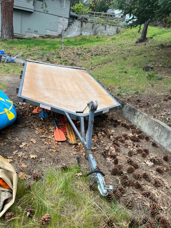 American Whitewater raft trailer with winch & roller bar