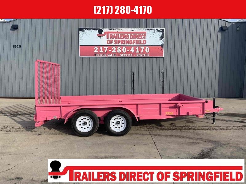 2019 Doolittle 77X14 Pink Steel Side Utility Trailer 7K GVWR 4' Mesh Gate 2' Dove Tail D Rings Upgraded Wheels 2019 Doolittle 77X14 Pink Steel Side Utility Trailer 7K GVWR 4' Mesh Gate 2' Dove Tail D Rings Upgraded Wheels