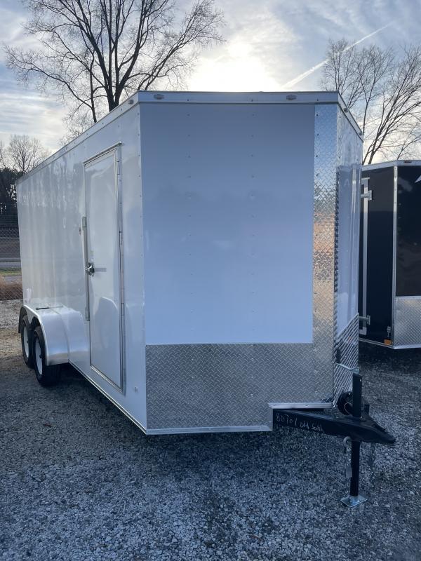 2023 Freedom 7x16 Tandem Axle Enclosed Cargo Trailer - White, 6'-9", RV and T-Bar lock 2023 Freedom 7x16 Tandem Axle Enclosed Cargo Trailer - White, 6'-9", RV and T-Bar lock