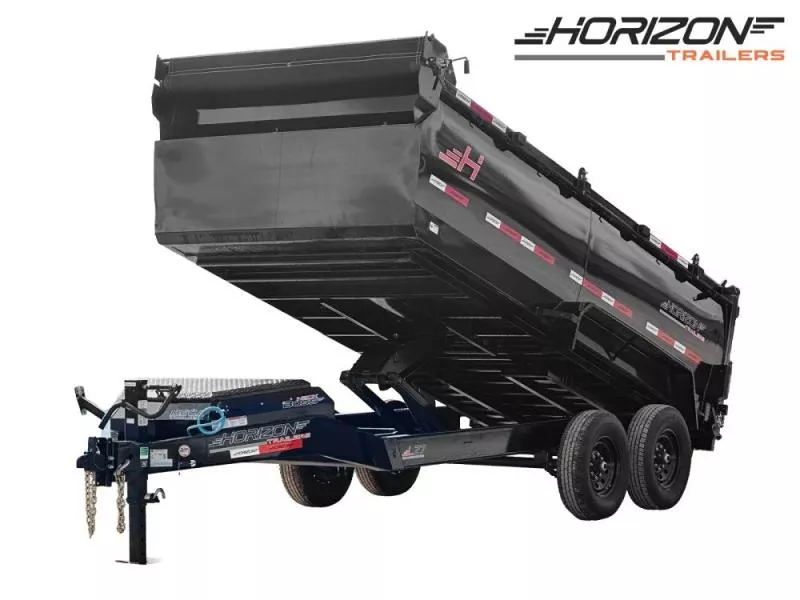 2026 14' LZ7 Dump Trailer 50" Walls-Scissor Lift-14K GWVR-14ply Tires-3 Way Door-Ramps 12075