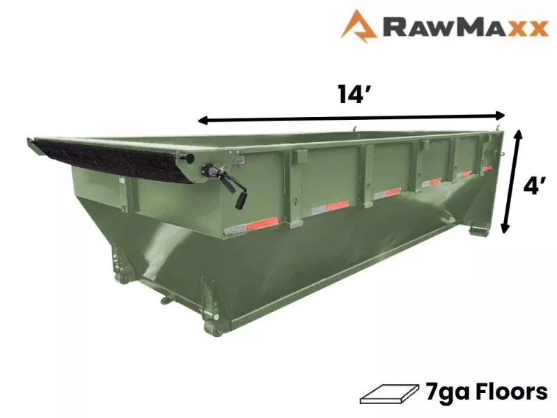 2025 14' RDX Roll Off Bin 4' Walls-Green-#RDX117051 117051