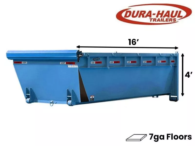 2025 16' Roll Off Bin-4' Side Wall-7 Gauge Floor-Postal Blue-#9031-21 031-21