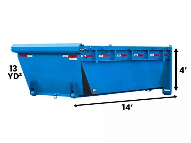 2025 14' DH Roll Off Bin 4' Walls-Postal Blue-#9847-07