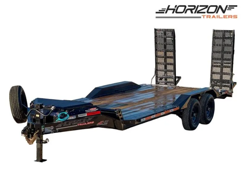 2026 EHZ 20' x 83" BP EQUIPMENT TRAILER (2) 7K Axles, Stand Up Ramps, 14 Ply Tires 013672