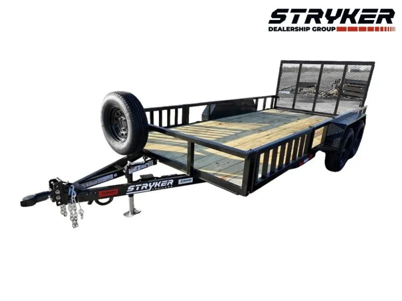 2026 16' Utility Trailer (2) 3.5K Axles, 77" Wide, Side Ramps and 4' Gate 3763